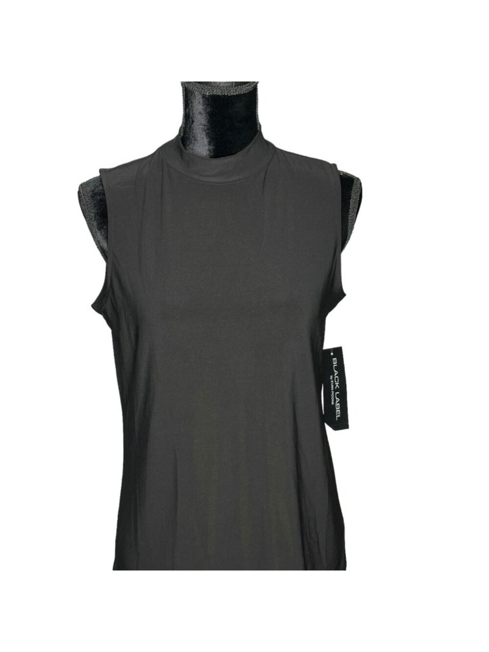 Black Label Top Womens Size Small Black Sleeveless Turtleneck Stretchy